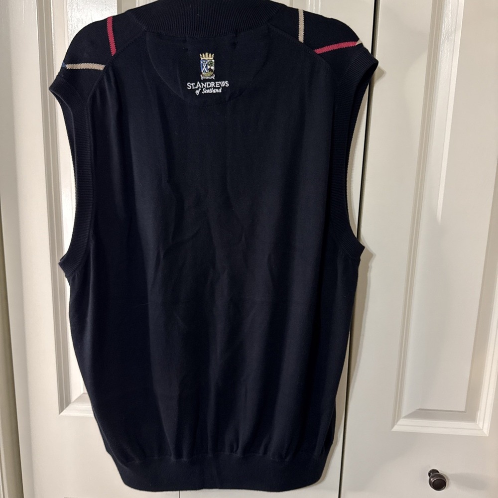 St. Andrew's Of Scotland 1/4 Zip Golf Sweater Black Diamond Argyle Print Size XL - Picture 2 of 3